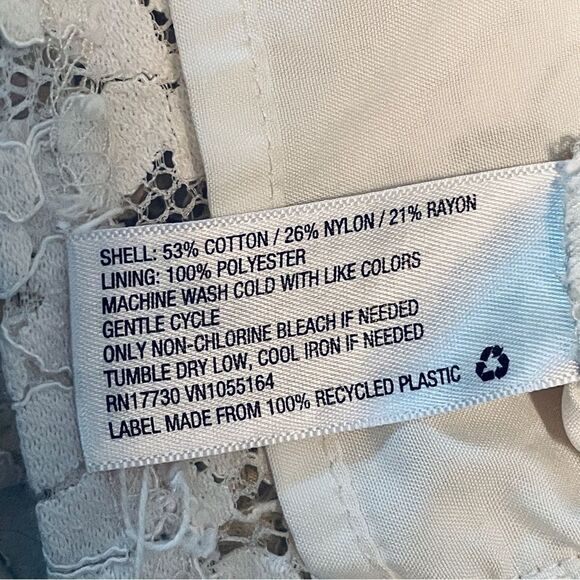 MERONA butterfly sleeve floral lace overlay top blouse cream color size S - Picture 13 of 13